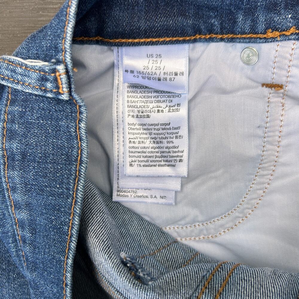 Calvin Klein Blue Denim High-Rise Mini Skirt Five Pocket Logo Patch Size 25/2 - Picture 5 of 6